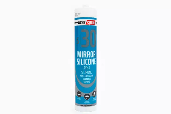 Acrychem S30 Ayna Slikonu, Montaj Slikonu, Şeffaf Slikon, Güçlü Yapıştırıcı, Banyo Aynası